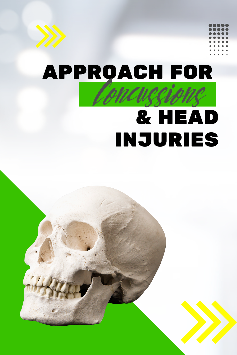 pinterest graphic for Approach for Concussions & Head Injuries